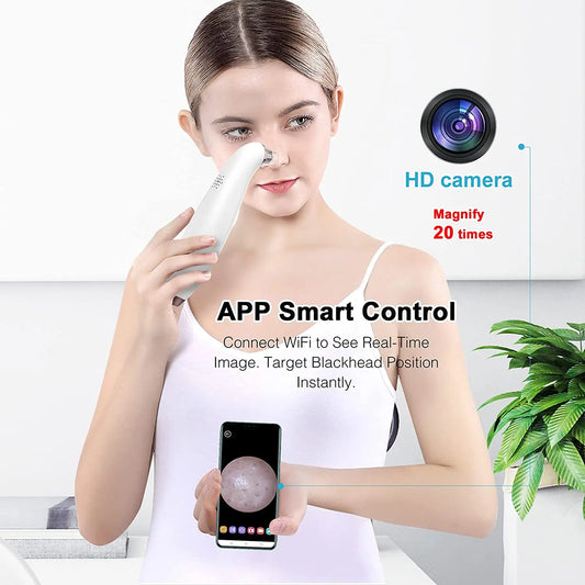 Blackhead Remover Pore Vacuum with Camera – Upgraded Face Cleanser with Wi‑Fi Visual, 3 Suction Levels & 5 Probes