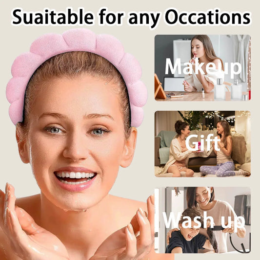 3Pcs Fashion Microfiber Spa Set – Washing Wristbands & Puffy Headbands