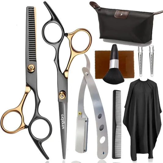 Hairdressing Scissors Set – 6-Inch Cutting & Thinning Shears with Styling Accessories