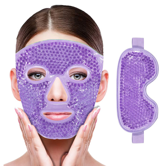 Gel Cooling Ice Face & Eye Mask – Hot & Cold Compress with Gel Beads for Face Spa & Relaxation
