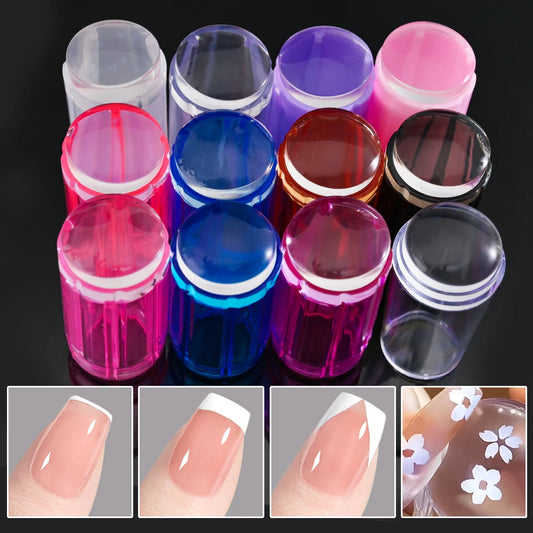 1 Set Jelly Silicone Nail Stamper Kit – Clear Fingertip Stamper with Scraper & Templates for French Manicure