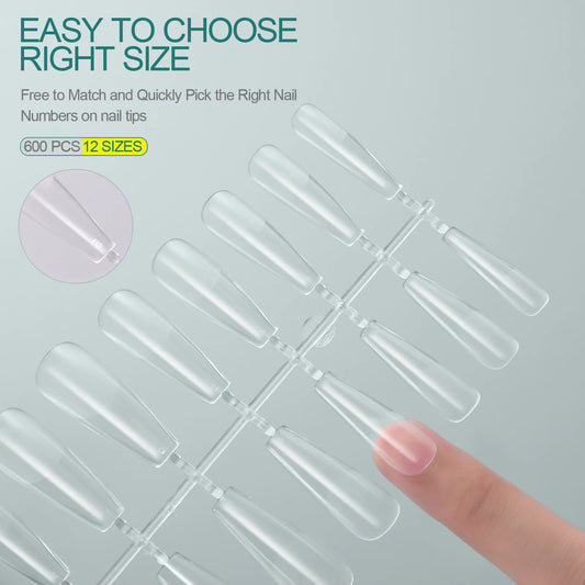 Nailpop Soft Gel Tips – Medium Almond/Coffin Acrylic Nail Capsules (120pcs/Box)