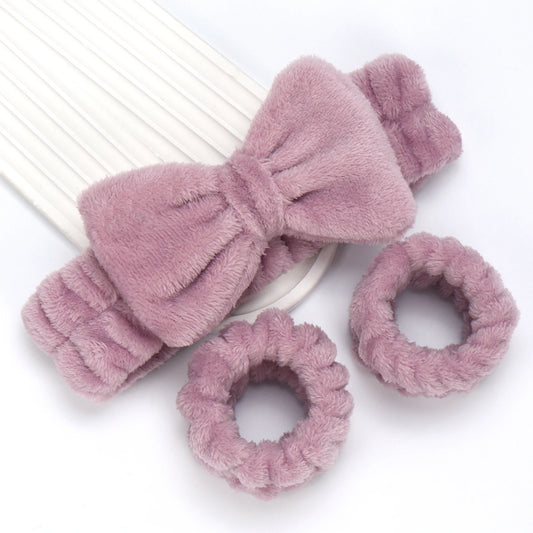3-Piece Spa Headband & Wristband Set – Microfiber Hair Wrap & Absorbent Washbands