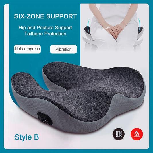 Massage Cushion Chair Pillow – Vibration & Hot Compress for Spine and Orthopedic Support