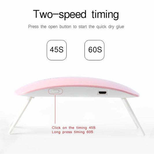 Portable Mini USB 6W UV Nail Lamp – Desk-Top Nail Dryer with 3 LEDs