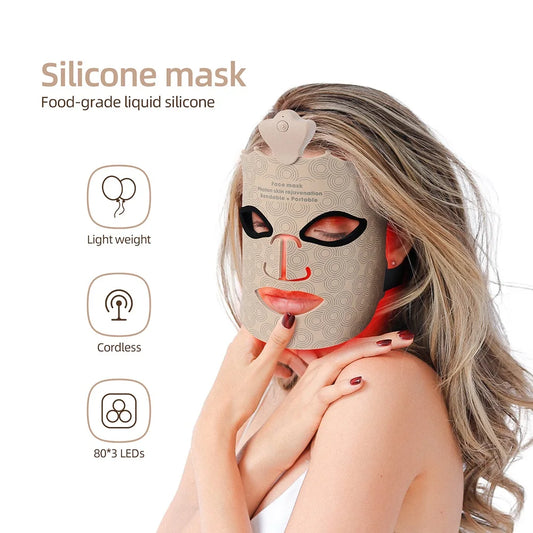 7-Color Photon Silicone Face LED Mask – 3D Wireless Red Light Therapy for Skin Brightening & Repair