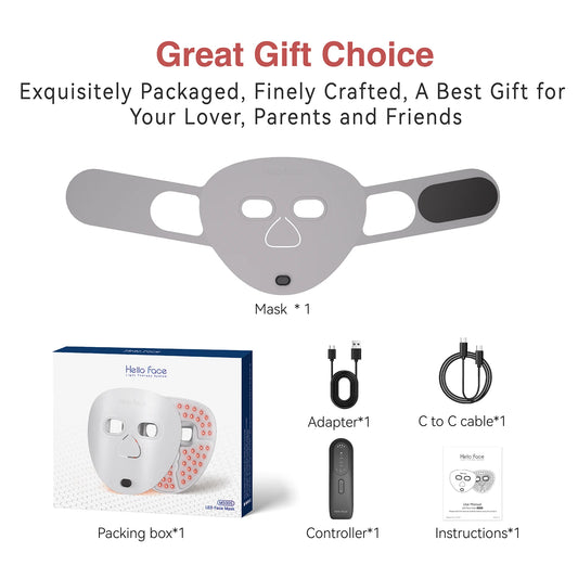Hello Face Wireless Red & Near-Infrared Light Therapy Mask – Ultra-Light, Professional Anti-Aging Facial Device