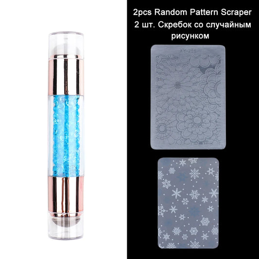 3PCS Dual-Head Silicone Nail Stamper & Scraper Set – Gel Polish Transfer & Stamping Tool Kit (SA1836)