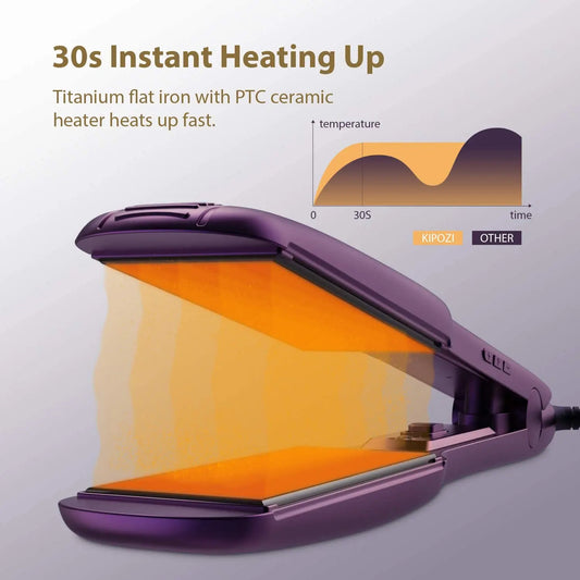 KIPOZI Professional Hair Straightener – Titanium Flat Iron with LCD Display & Dual Voltage
