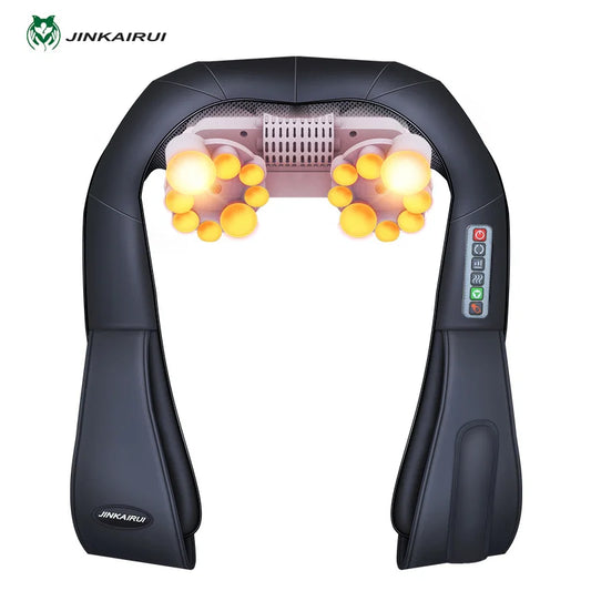 Jinkairui Electrical Shiatsu Neck, Shoulder & Back Massager – Heated Kneading Body Massager with Carrier Box