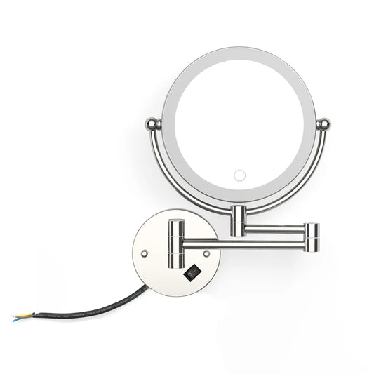Wall-Mounted LED Makeup Mirror – Double-Sided, 5X Magnification with Touch Dimming