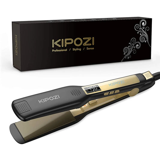KIPOZI Professional Titanium Flat Iron – Hair Straightener & Curling Iron with LCD Display