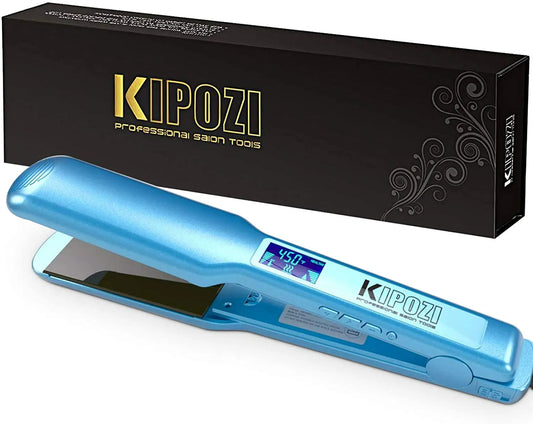 KIPOZI Professional Hair Straightener – Titanium Flat Iron with LCD Display & Dual Voltage