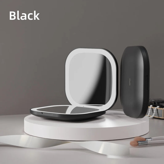Double-Sided LED Makeup Mirror – 3X Magnification, Adjustable Color, USB Rechargeable & Folding Design