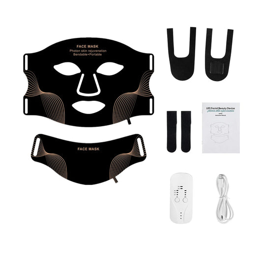 Silicone LED Face & Neck Mask – 7-Color Photon Light Therapy with Red & Infrared for Skin Repair & Rejuvenation