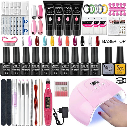 Gel Nail Polish Kit with UV Lamp & Electric Nail Drill – Complete Soak-Off Manicure Set