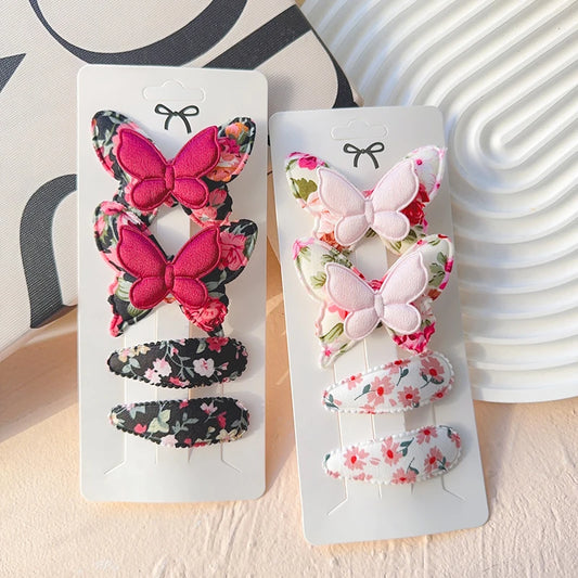 4Pcs/Set Butterfly Hair Clips & BB Clips – Handmade Hair Accessories for Baby Girls