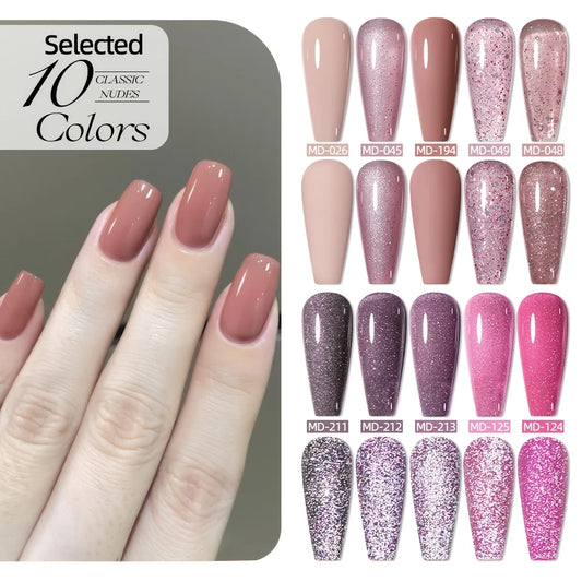 MORDDA 10PCS Gel Nail Polish Set – 6ML High-Saturation Spring/Summer Colors