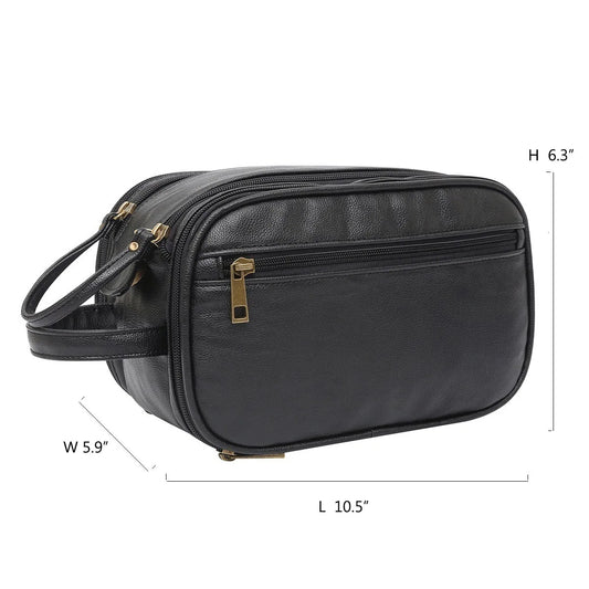 Men’s Toiletry Bag – Large Water-Resistant PU Leather Travel Dopp Kit