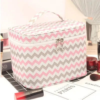 Waterproof Portable Makeup Bag for Women – High-Capacity Travel Toiletry Organizer