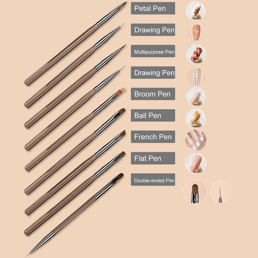 LINMANDA 9PCS Nail Art Design Pen Set – Gel Painting & Extension Brush Tools for DIY Manicure