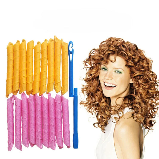 18PCS Spiral Hair Curlers Set – Heatless DIY Hair Rollers for Effortless Waves