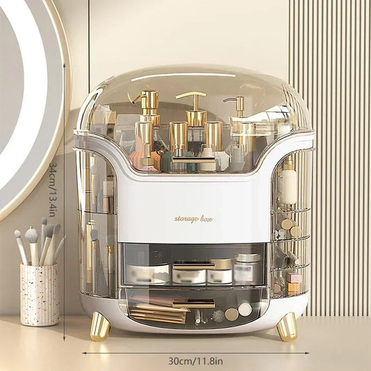 Transparent Desktop Makeup Organizer – Dustproof Large-Capacity Storage Box for Cosmetics & Jewelry