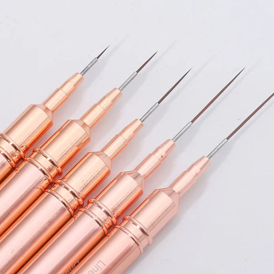 5PCS Professional Nail Art Liner Brush Set – Metal Handle Drawing Pens (4/8/12/20/25mm)