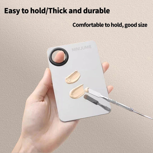 Stainless Steel Makeup Mixing Palette with Spatula – For Foundation, Lipstick & Eyeshadow