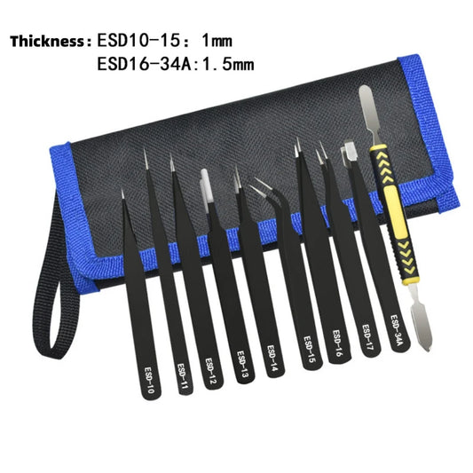Stainless Steel Tweezers Set,Pointed,Elbow,Flat Head Tweezers Set Hand Tools Industrial Repair Tools Anti-static