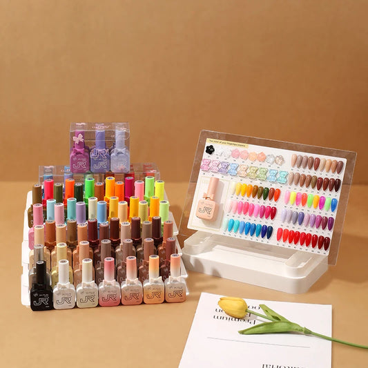 JR 9PCS 15ML Gel Nail Polish Set – Red, Pink & Nude UV/LED Soak-Off Kit with Base & Top Coat