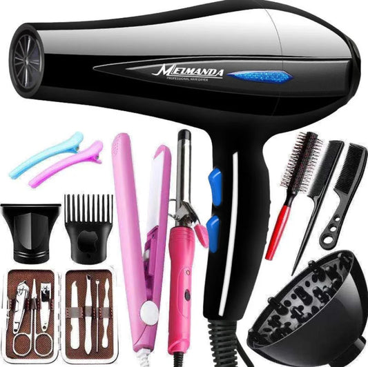 Professional Hair Dryer 1200W/2200W – High-Power Blow Dryer with Styling Brush