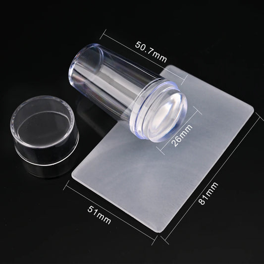 Jelly Silicone Nail Stamper & Scraper Set – With Cap & Nail Art Stamping Templates