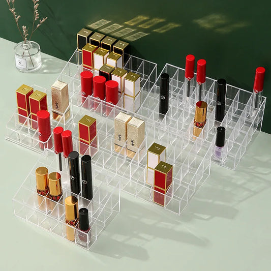 Transparent Acrylic Trapezoid Lipstick Holder – Cosmetic Organizer & Display Stand