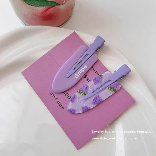 2PCS Cute Fruit Flat Hairpins – No-Indentation Colorful Hair Clips for Women & Girls