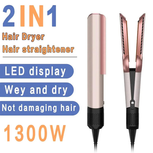 2-in-1 Professional Quick Dry Hair Dryer and Straightener – Negative Ion Styling Tool for Wet & Dry Hair