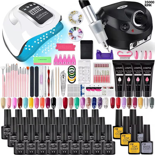 Acrylic & Poly Nail Gel Kit with Nail Lamp – Complete Nail Extension & Manicure Set