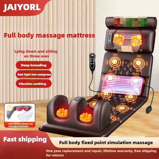 Electric Full Body Massage Mattress – Heating, Vibration & Airbag Cushion with Handheld Control