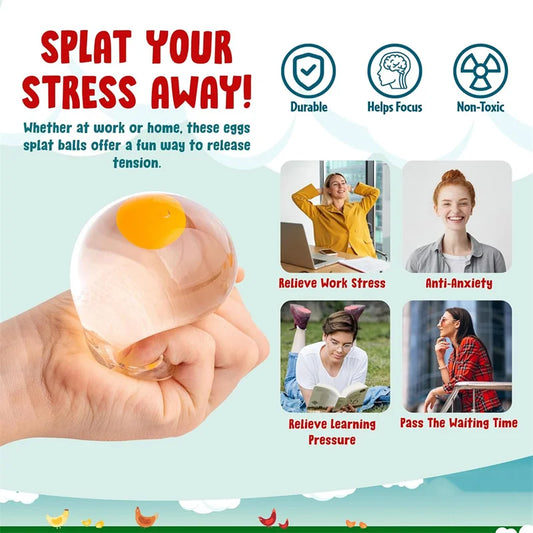 Funky Egg Squishy Ball – Clear Squeeze Splat Toy for Kids & Adults