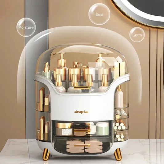 Transparent Desktop Makeup Organizer – Dustproof Large-Capacity Storage Box for Cosmetics & Jewelry