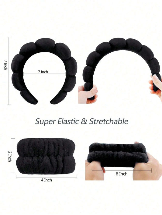 3-Piece Luxury Fiber Spa Set – Soft Headband & Wristbands for Face Wash & Makeup