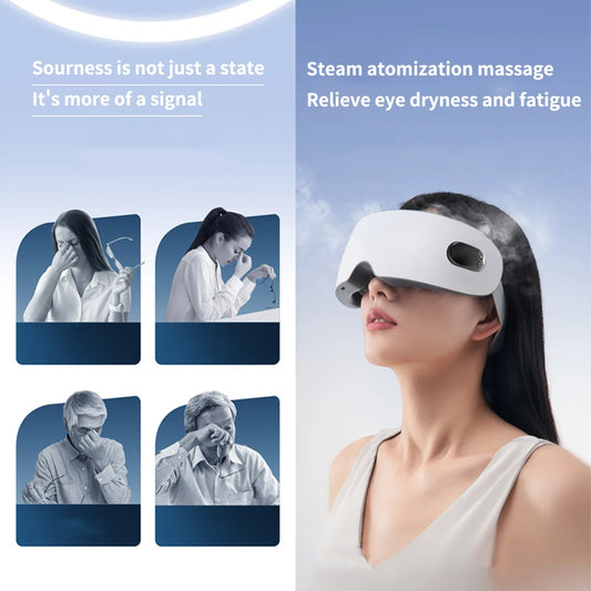 Atomized Steam Eye Massager – Heated & Vibration Bluetooth Eye Mask with 5 Modes for Moisturizing & Sleep Aid