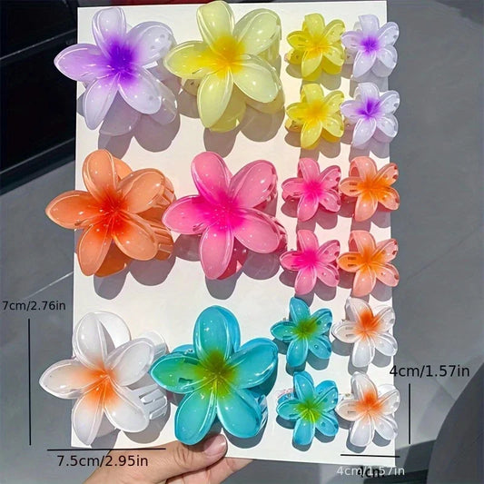 18Pcs Egg Flower Hair Clips – Gradient Candy Color Hair Accessories for Daily Styling