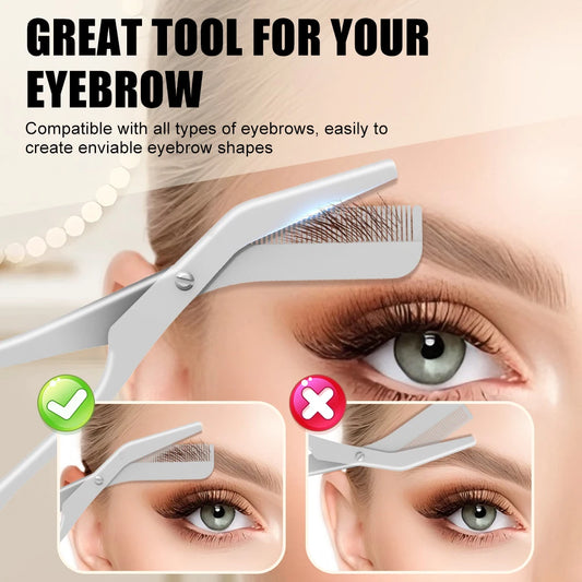 1pc Eyebrow Trimming Scissors with Comb – Professional Stainless Steel Grooming Tool