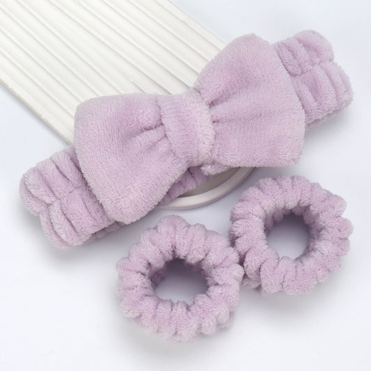 3-Piece Spa Headband & Wristband Set – Microfiber Hair Wrap & Absorbent Washbands