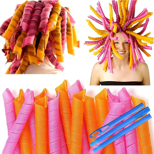 18PCS Spiral Hair Curlers Set – Heatless DIY Hair Rollers for Effortless Waves
