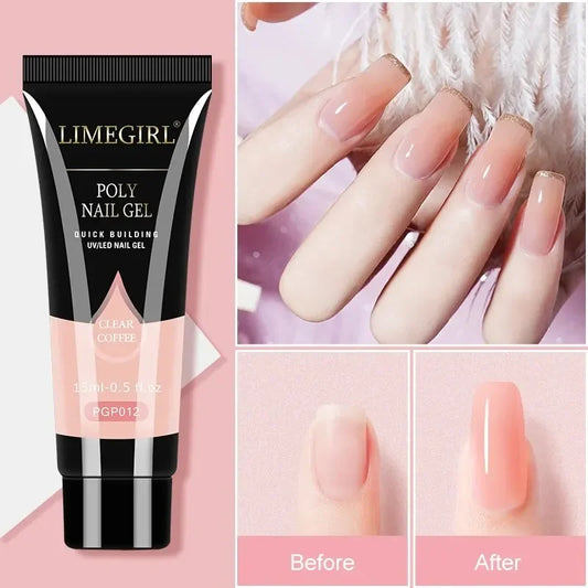 LIMEGIRL Nail Extension Gel Set – Quick Builder Gel Kit with UV/LED Lamp & Mold Forms