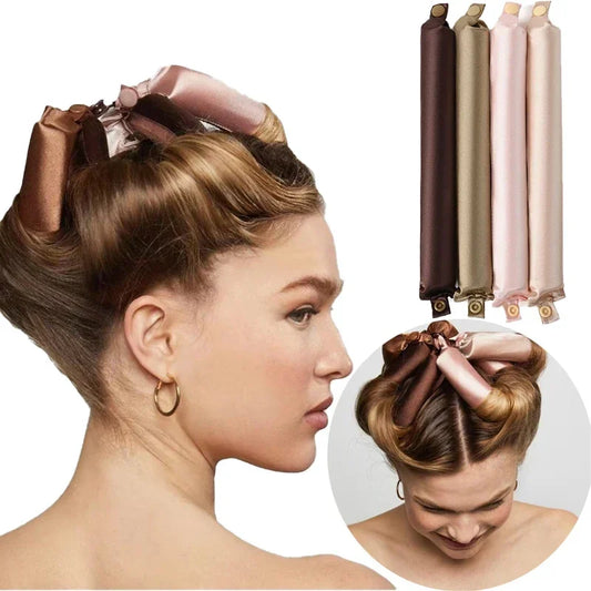 Heatless Hair Curlers Satin Curling Rod Headband – No-Heat Silk Curls Lazy Hair Rollers for Sleeping