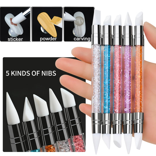 5/10PCS Pink/Black Nail Art Liner Brushes – Ultra-Thin Line Drawing Tools (4–25mm)