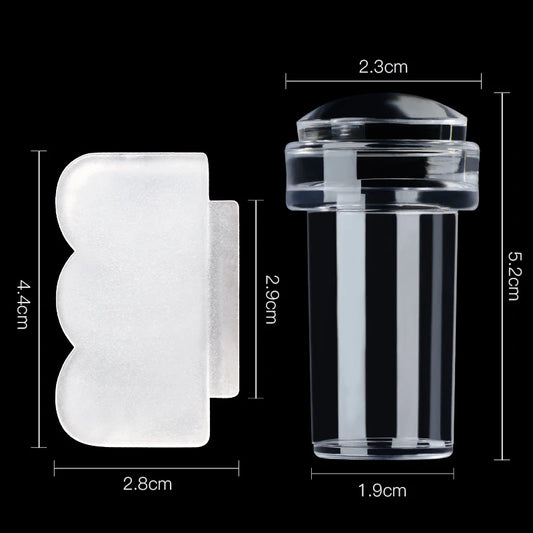 Silicone Transparent Nail Art Stamping Kit – French Manicure Stamper with Scraper & Stencil Plate